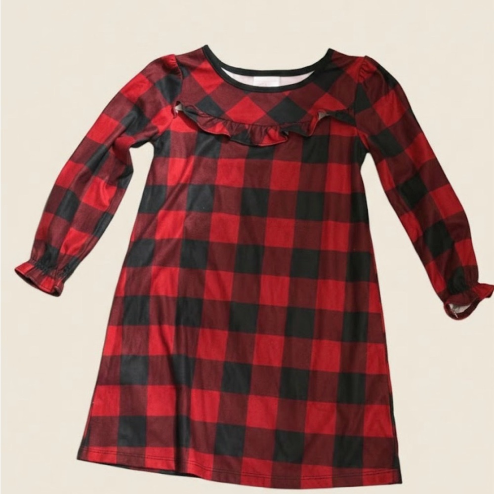 Red and Black Plaid Kids Dress